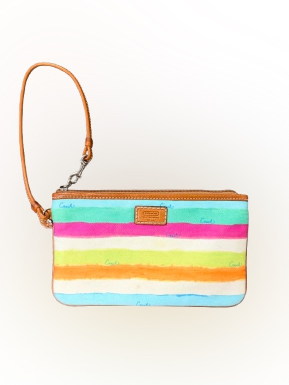 Vintage Coach Hamptons Weekend Watercolor Stripe Wristlet Y2K 2007